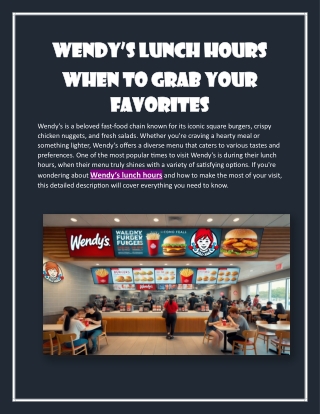 Wendy’s Lunch Hours When to Grab Your Favorites
