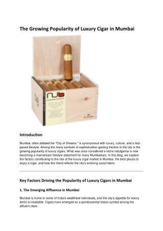 The Growing Popularity of Luxury Cigar in Mumbai