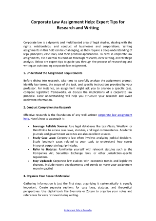 Corporate Law Assignment Help