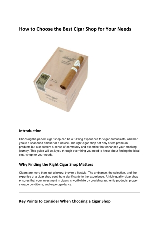 How to Choose the Best Cigar Shop for Your Needs