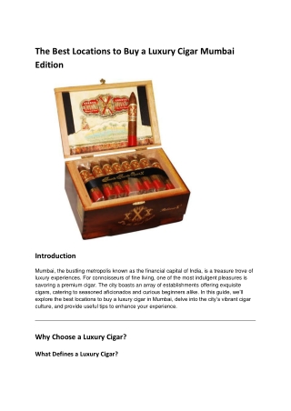 The Best Locations to Buy a Luxury Cigar Mumbai Edition
