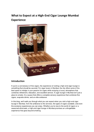 What to Expect at a High-End Cigar Lounge Mumbai Experience