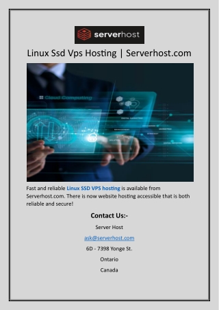 Linux Ssd Vps Hosting  Serverhost.com