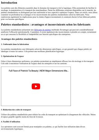 Palettes standardisées : avantages et inconvénients selon les fabricants