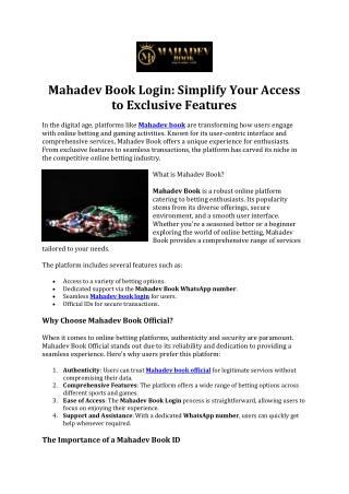 Mahadev Book Login- Simplify Your Access to Exclusive Features
