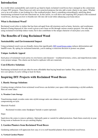 Inspiring DIY Projects with Reclaimed Wood Boxes