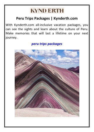Peru Trips Packages | Kynderth.com