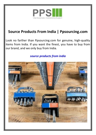 Source Products From India Ppsourcing.com