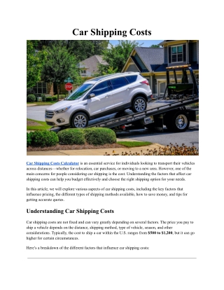 Car Shipping Costs