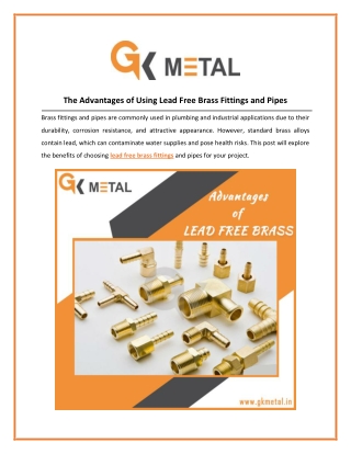 Lead Free Brass Fittings Manufacturer in Jamnagar India