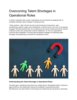 Overcoming Talent Shortages in Operational Roles