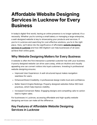 Affordable Website Designing Services in Lucknow for Every Business