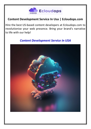 Content Development Service In Usa | Ecloudops.com