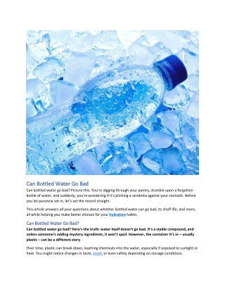 Can Bottled Water Go Bad