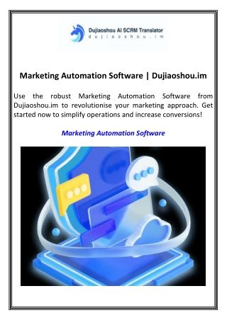 Marketing Automation Software  Dujiaoshou.im