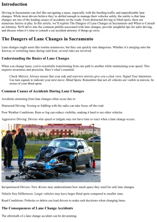The Dangers of Lane Changes in Sacramento and When to Consult an Attorney