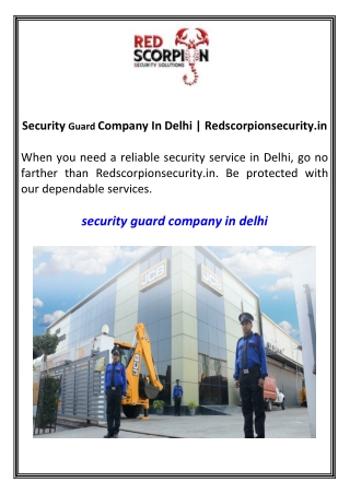 Security Guard Company In Delhi  Redscorpionsecurity.in
