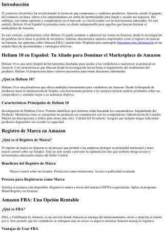 Helium 10 en Español: Tu Aliado para Dominar el Marketplace de Amazon