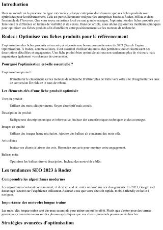 Rodez : Optimisez vos fiches produits pour le référencement,