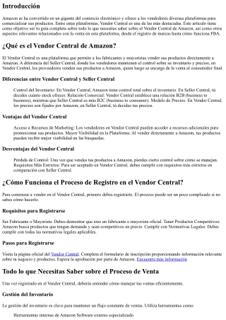 Todo lo que Necesitas Saber sobre el Vendor Central de Amazon