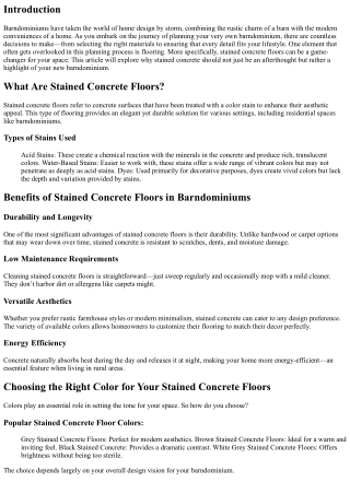 Planning a Barndominium? Don’t Overlook Stained Concrete Floors!