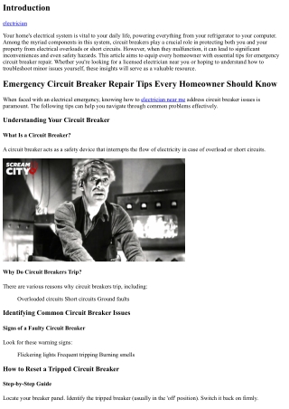 Emergency Circuit Breaker Repair Tips Every Homeowner Should Know