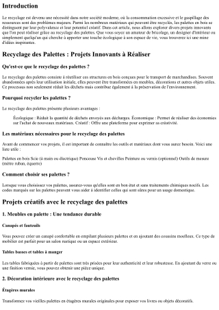 Recyclage des Palettes : Projets Innovants à Réaliser