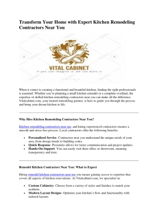 Kitchen remodeling contractors near me