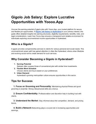 Gigolo Job Salary