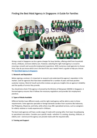 Best Maid Agency In Singapore