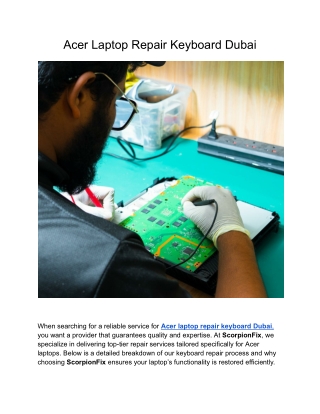 Acer Laptop Repair Keyboard Dubai