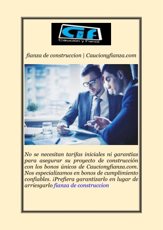 fianza de construccion | Caucionyfianza.com