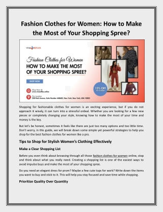 Fashion Clothes for Women How to Make the Most of Your Shopping Spree