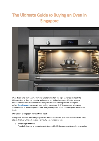 The Ultimate Guide to Buying an Oven in Singapore