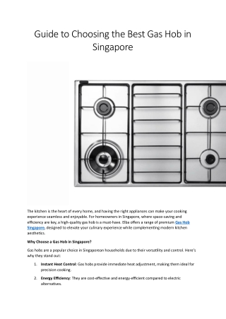 Guide to Choosing the Best Gas Hob in Singapore