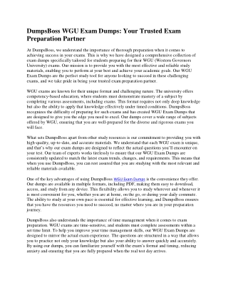 Reliable WGU Exam Dumps Only at DumpsBoss