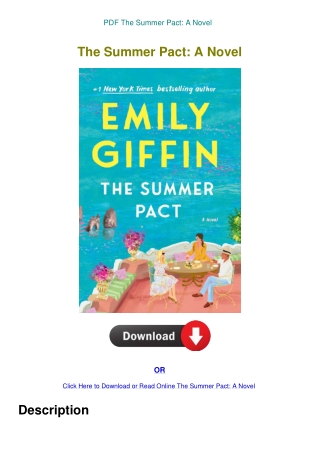 PDF The Summer Pact A Novel