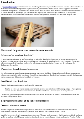 Marchand de palette : entre logistique et commerce