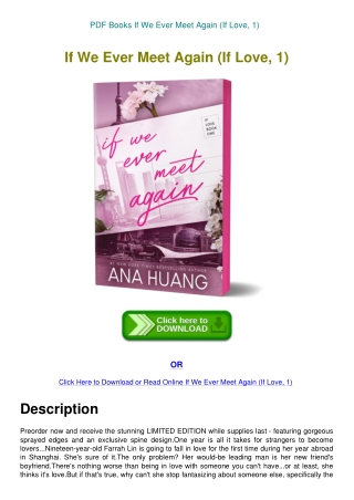 PDF Books If We Ever Meet Again (If Love  1)