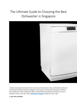The Ultimate Guide to Choosing the Best Dishwasher in Singapore