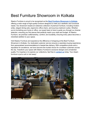 Best Furniture Showroom in Kolkata