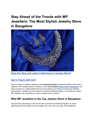 Stay Ahead of the Trends with MP Jewellers_ The Most Stylish Jewelry Store in Bangalore