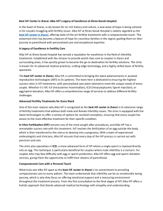 Best IVF Center in Jhansi 8 jan.