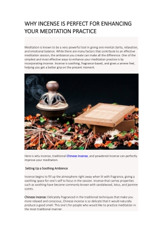 Why Incense is Perfect for Enhancing Your Meditation Practice