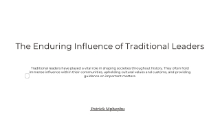 Exploring the Role of Traditional Leaders by Patrick Mpephu