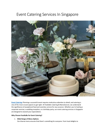 Event Catering Services In Singapore