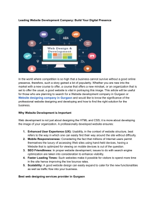 Leading Website Development Company: Build Your Digital Presence