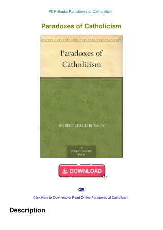 PDF Books Paradoxes of Catholicism