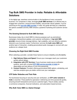 Top Bulk SMS Provider in India_ Reliable & Affordable Solutions