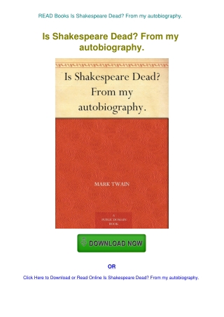 READ Books Is Shakespeare Dead From my autobiography.